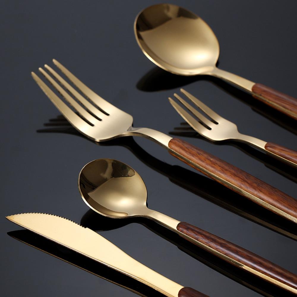 4/5pcs Stainless Steel Portugal Cutlery Set Gold/Silver Dessert Tableware Steak