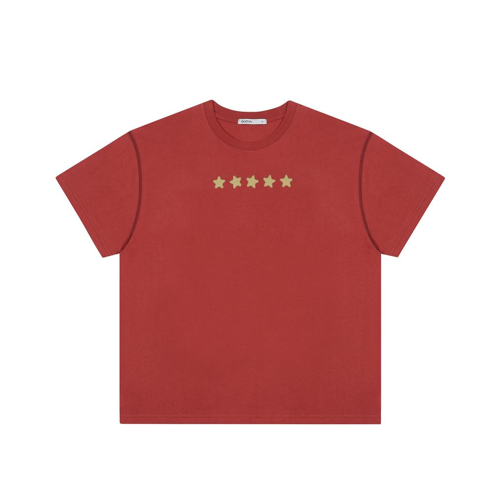 DOTON Staring Crop T-Shirts(Brick Red)