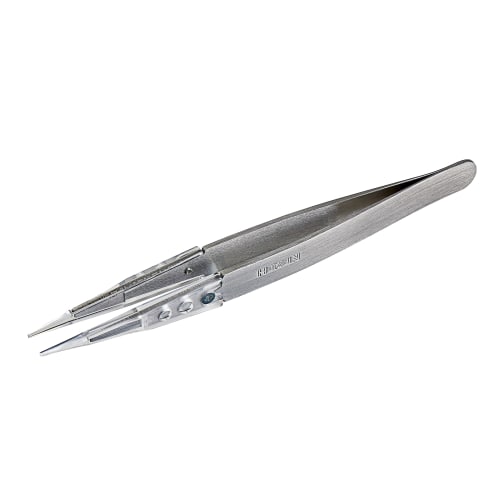 HOZAN Clear Tip Tweezers, 125mm Total Length, 10mm Opening Width, 1.2mm Tip Width, Straight, P-640-A