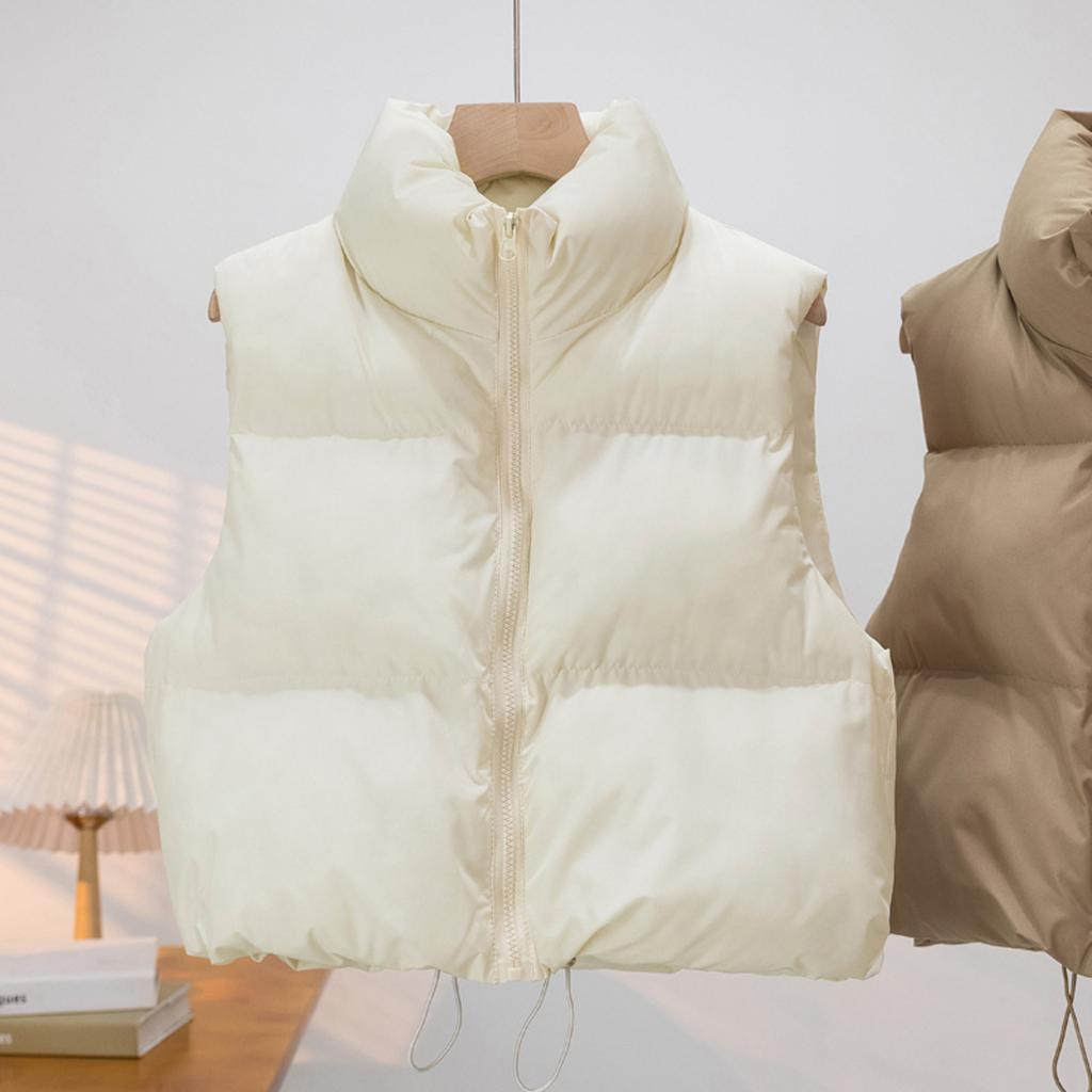 Winter Thick Warm Cotton Short Stand Collar Sleeveless Vest Vest