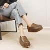 Johnature Genuine Leather Invisible Height Increasing Shoes Retro Handmade Flat Platform Shoes