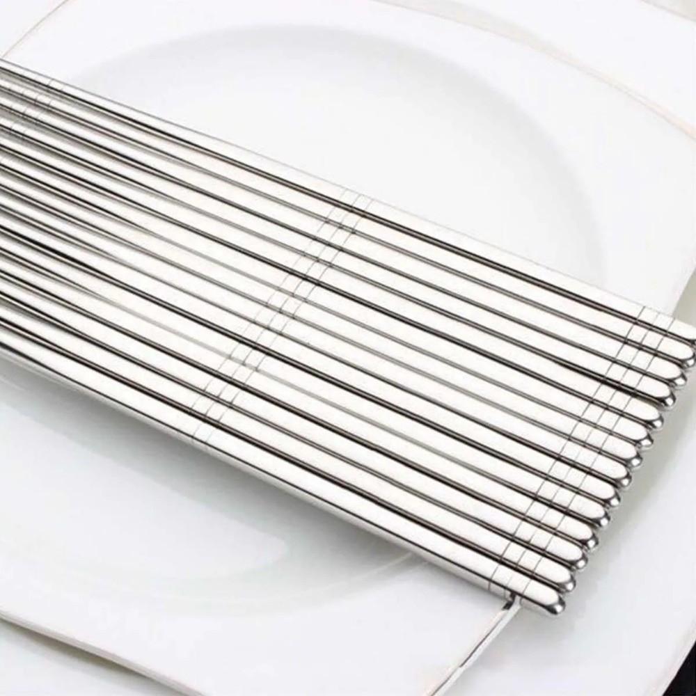 5 pairs Reusable Sushi Chopstick Stainless Steel Metal Chop Sticks  for Cooking Eating