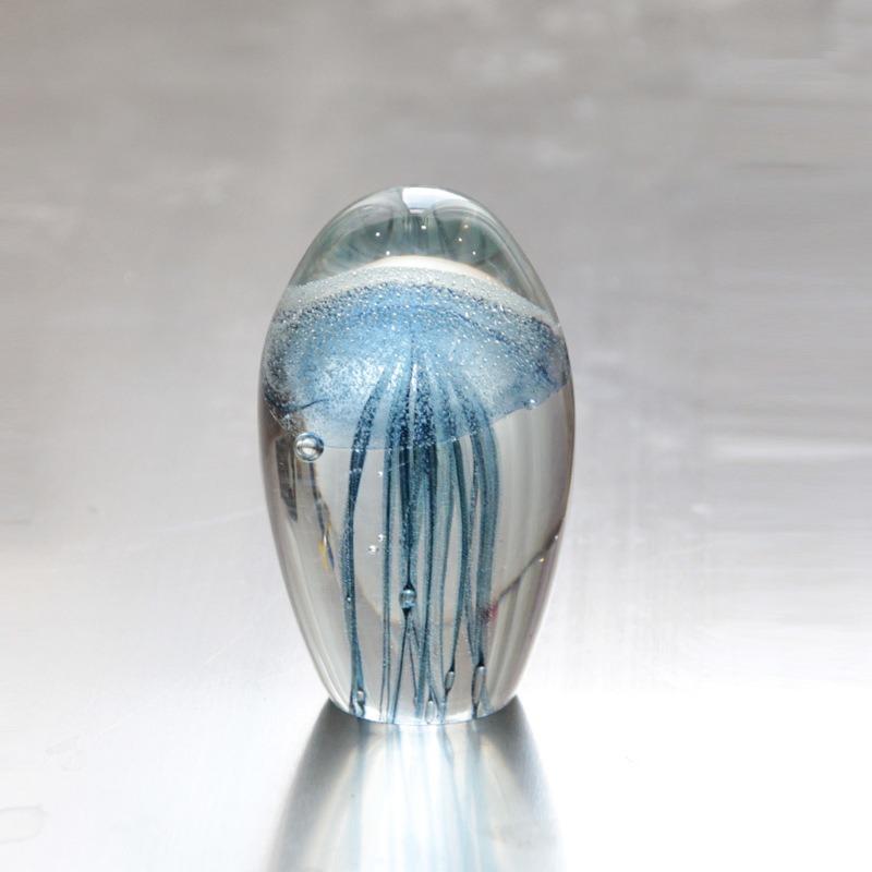 Hand‑made Colored Glaze Jellyfish Figurine Ocean Animal Paperweight Desktop Home Art Decor Ornament