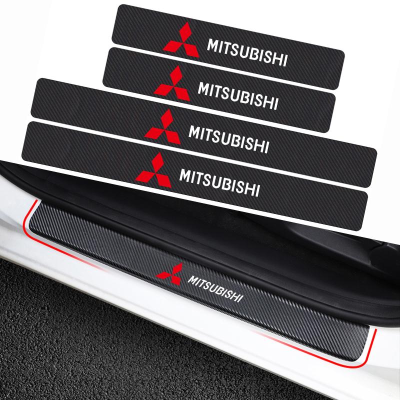 

4 шт. Декоративні накладки на пороги автомобіля Наклейки з вуглецевого волокна Для Mitsubishi X Colt Outlander Pajero Lancer Eclipse Cross Ralliart вуглецевого волокна, чорного кольору