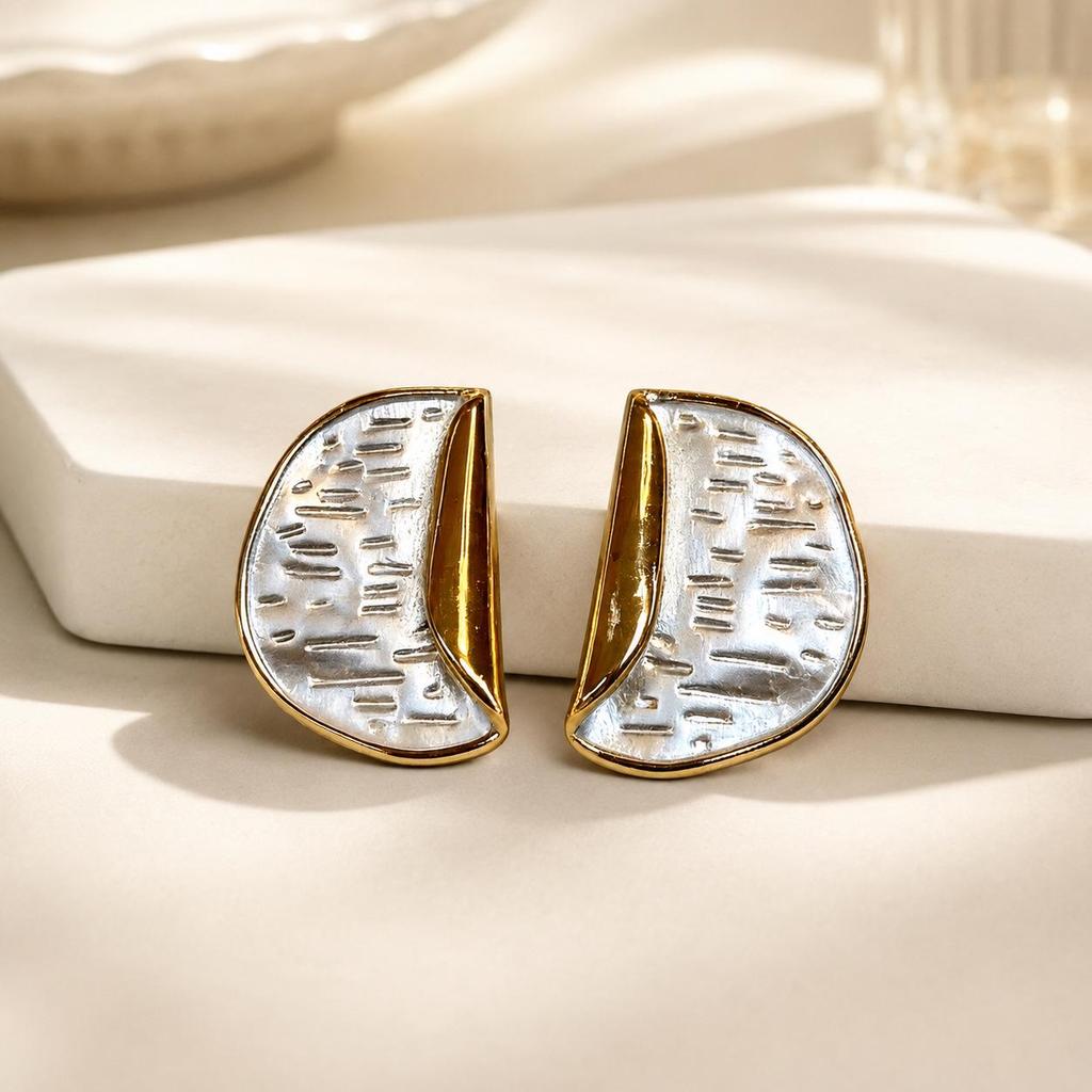 European Simple Fan-Shaped Enamel Drop Earrings - Stainless Steel Light Luxury Design