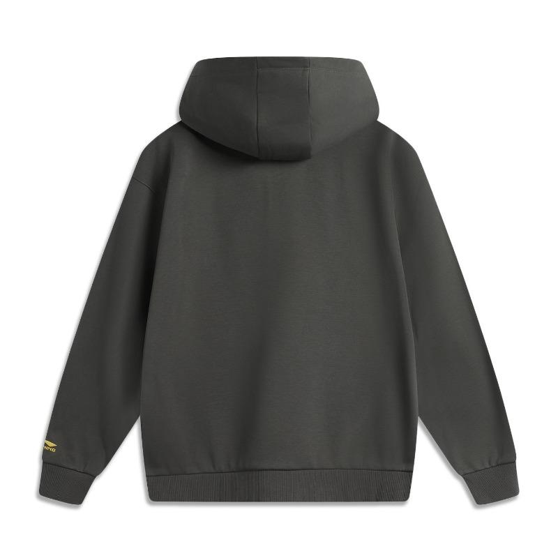 Li Ning Sports Lifestyle Series Anti-Static Anti-Bacterial Warm Fleece Hooded Logo Long Sleeve Zipper Cardigan Sweatshirt Unisex Sweatshirt AWDUC87-6