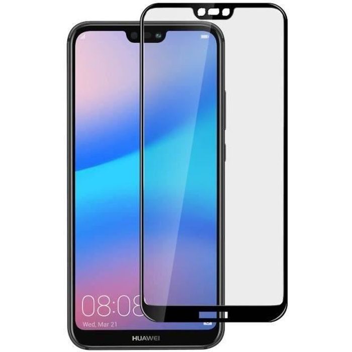 Verre Trempé - Phonillico® - Huawei P20 LITE - Bord Noir - Ultra Résistant - Protection Ecran