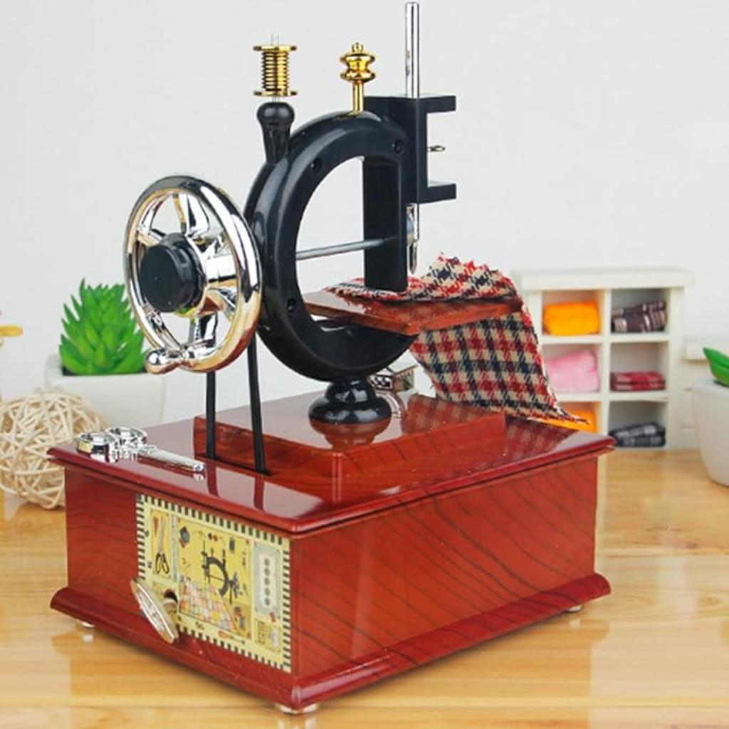 Cajas de Música de Madera Cajón Funcional Exquisitas Decorativas Como Cajas de Música de Máquina de Coser para Cumpleaños
