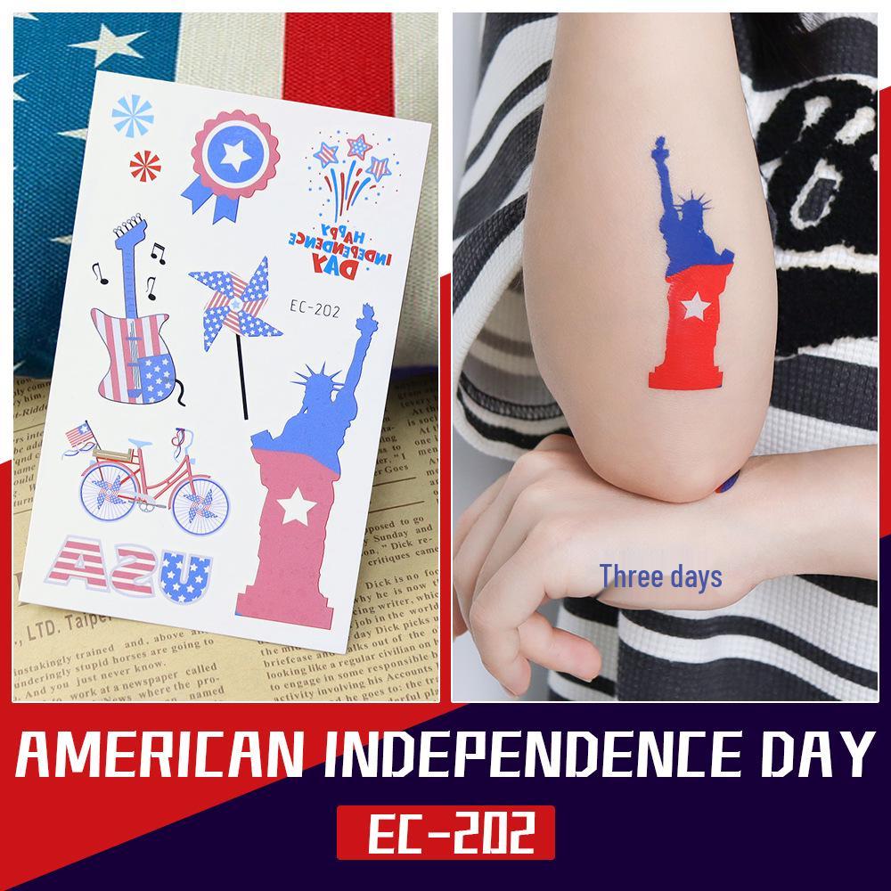 American Independence Day Waterproof Temporary Tattoos - National Flag Face Stickers 120x75MM