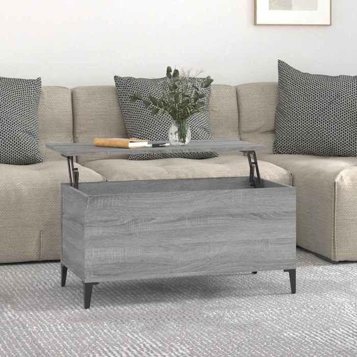 819594 vidaXL Table basse Sonoma gris 90x44,5x45 cm Bois d'ingénierie