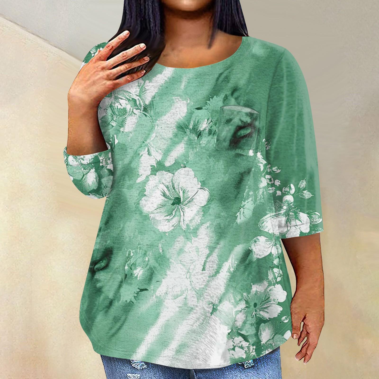 

Женский модный повседневный пуловер с круглым вырезом и рукавом три четверти с принтом XL