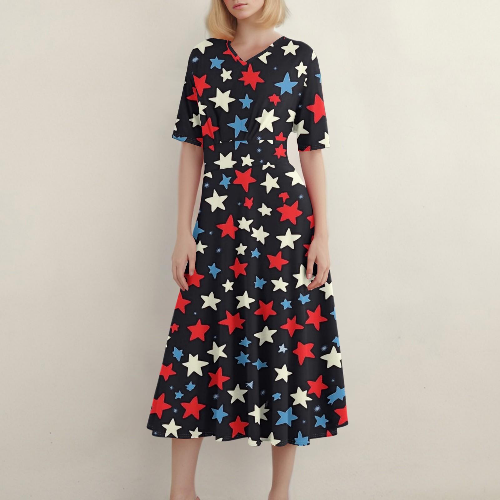 

Женское повседневное модное платье с v-образным вырезом и коротким рукавом на талии, длинное свободное платье XL красный