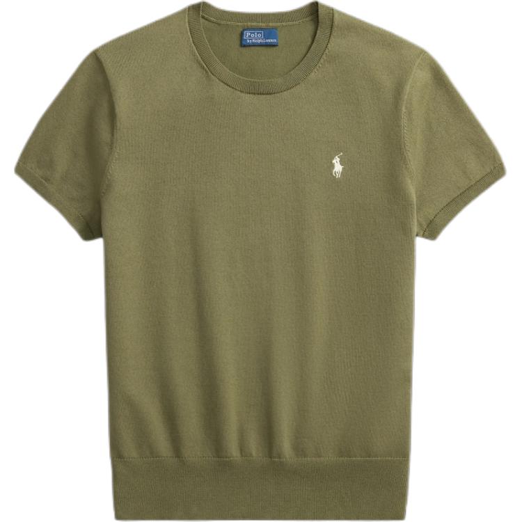 

Polo Ralph Lauren Solid Slim Fit Short Sleeve Crew Neck Knit Top Women tops WMPOSWENC021543-300 S