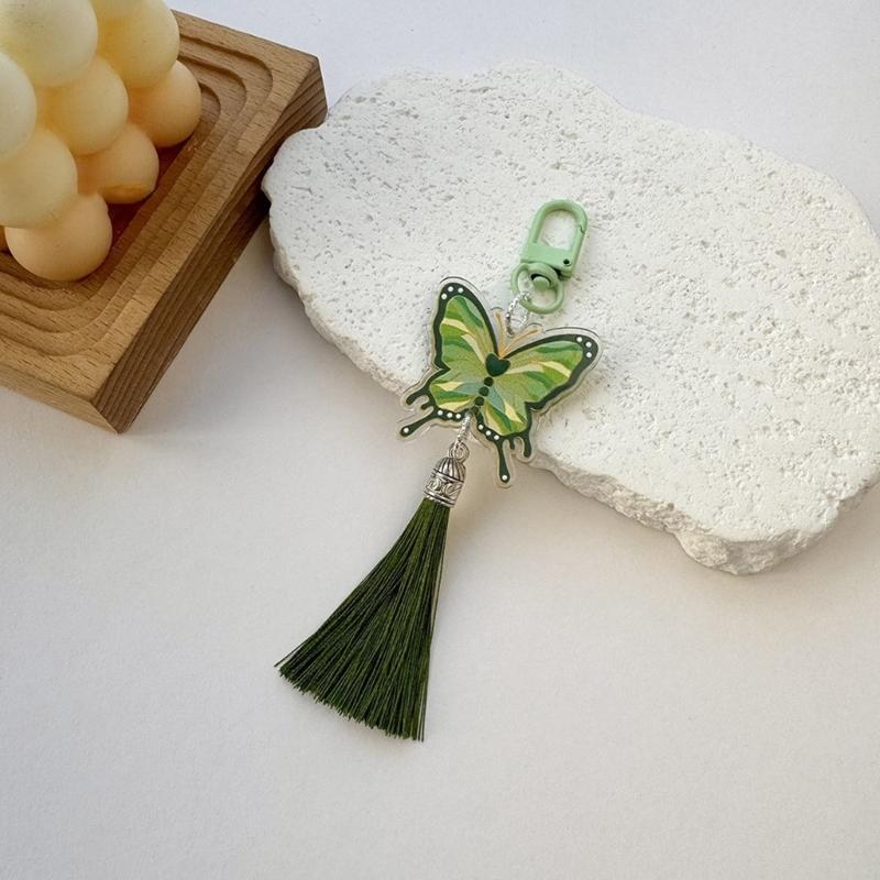 Fashion Butterfly Keychain Vintage Tassels Phone Chain Car Keys Holder Charm
