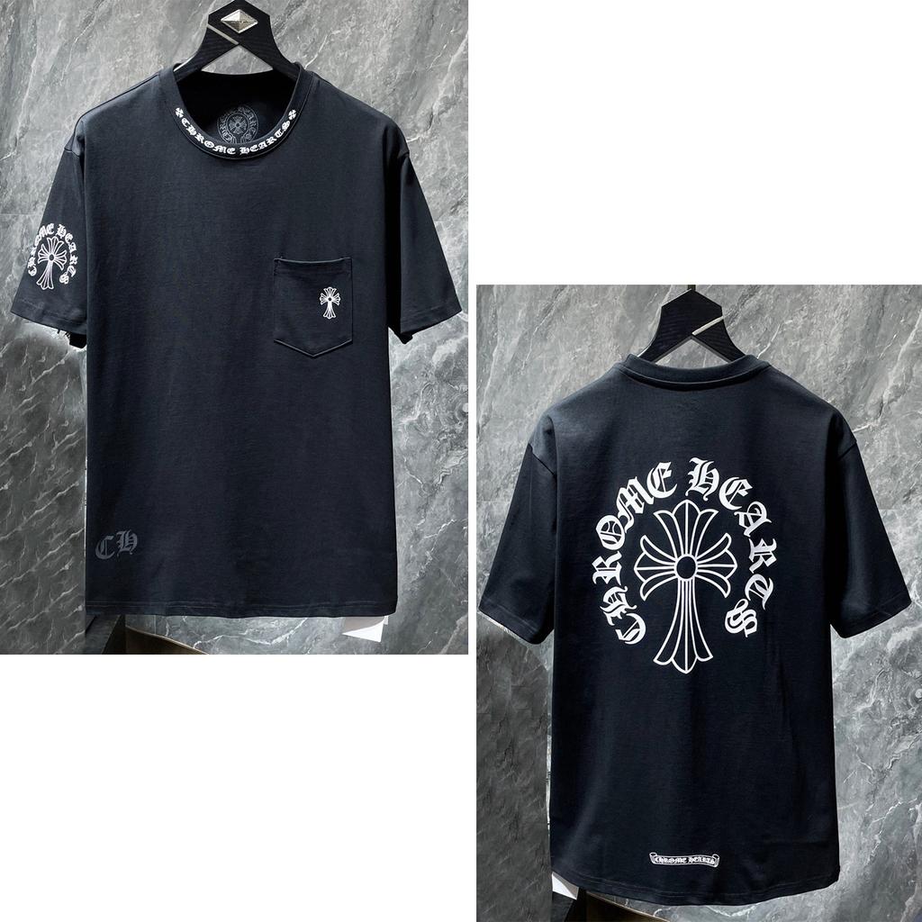 8010 CHROME HEARTS 2026 Summer New High Quality Cotton Round Neck Loose Large Size Men's and Women's T-shirt Couple T-shirt