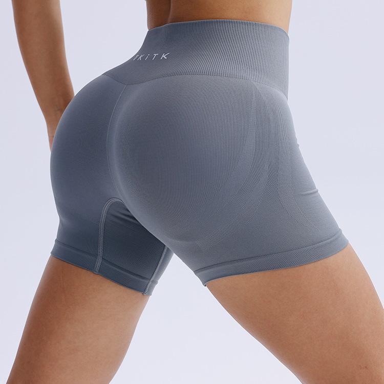 

Бесшовные шорты для йоги с высокой талией - Европейский и американский стиль, эффект «персиковых ягодиц», плотная посадка для бега и фитнеса Large серый/древесный уголь