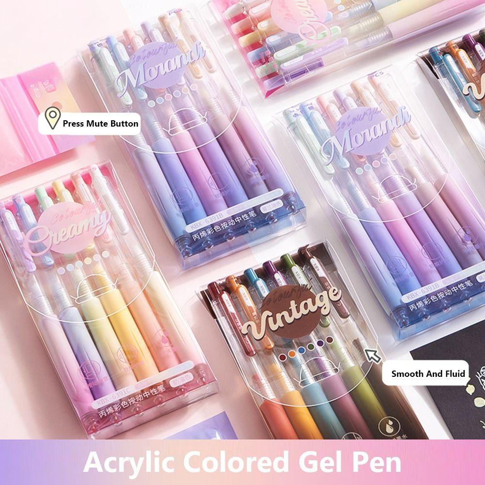 6Colors/Set Acrylic Painting Colored Gel Pen Press Type Drawing Colored Pen Gift