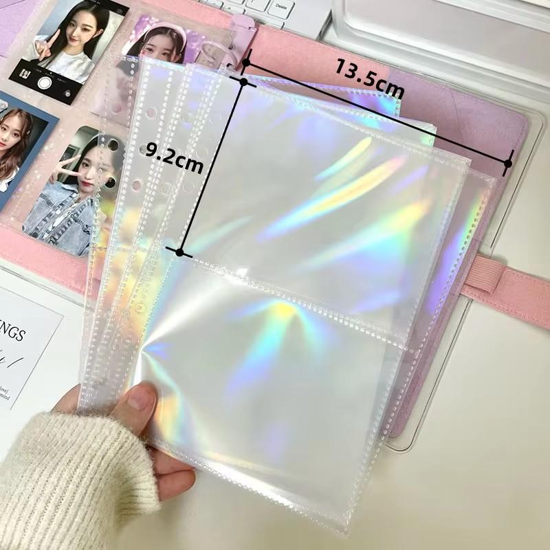 Ins Style Bandage Ribbon Binder Idol Pocard Collect Book Woolen Lattice Po Album With 10Pcs Sleeves Postcard Storage Book