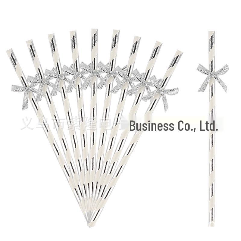 Disposable Paper Straw Bow for Children's Birthday Cupcake Decoration
