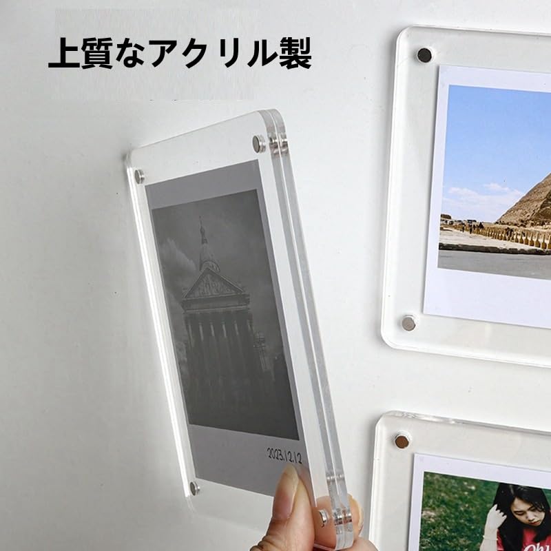 DIFEIUKI Photo Frames with Set of Acrylic Magnetic Refrigerator Vertical or Fits Mini and More Magnets, 6, Frames, Double-Sided Transparent, Clear,
