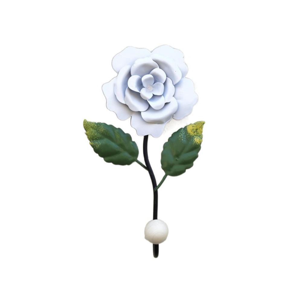 Металлический крючок для ключей в виде розы, настенный, креативный, подвесной над дверью, одинарный/двойной крючок, современное хранение, настенный крючок, одежда