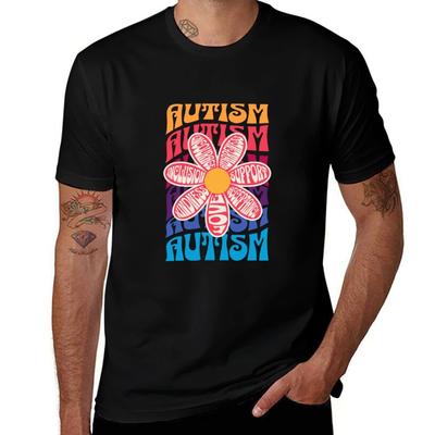 Autism Awareness Flower With Positive Words Tshirt Standard Fit Solid Tee Shirt