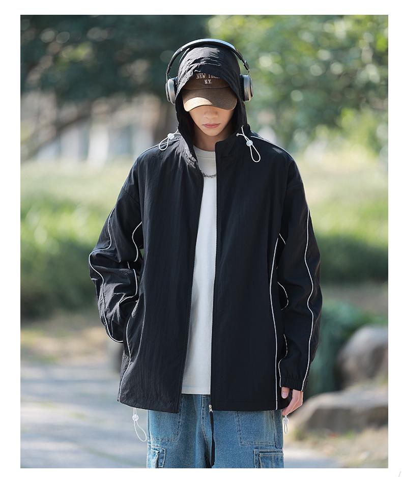 Męska kurtka letnia wiatrówka z jedwabiu lodowego z ochroną UV UPF50+