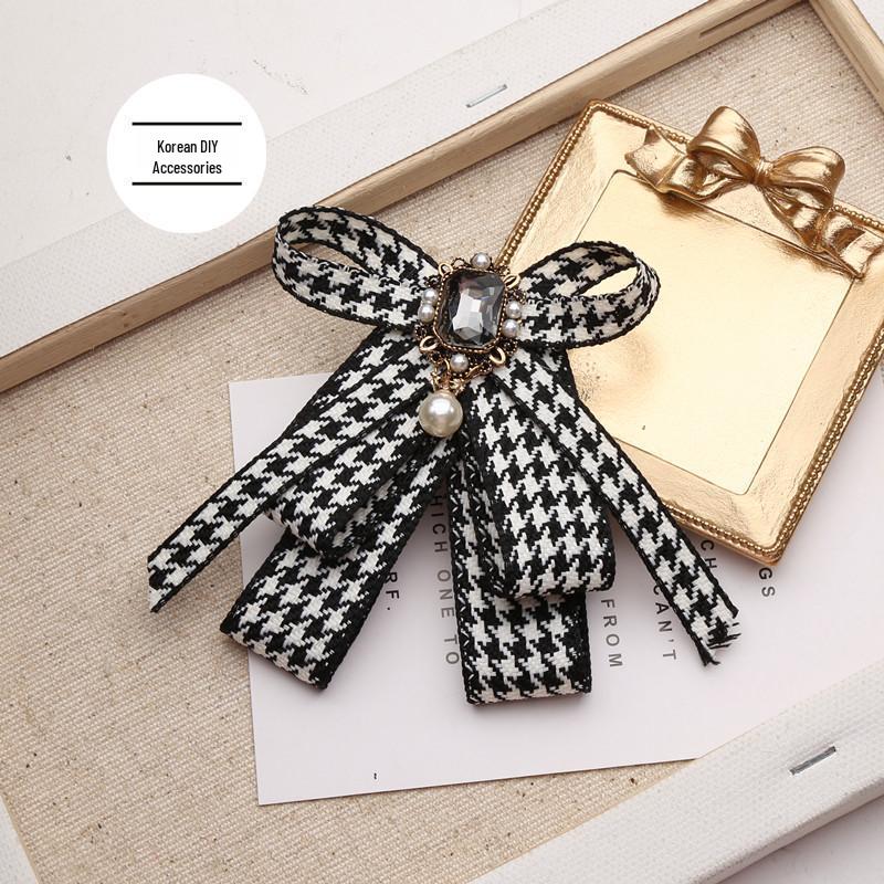 DIY Korean Retro Houndstooth Bow Hair Clip Materials