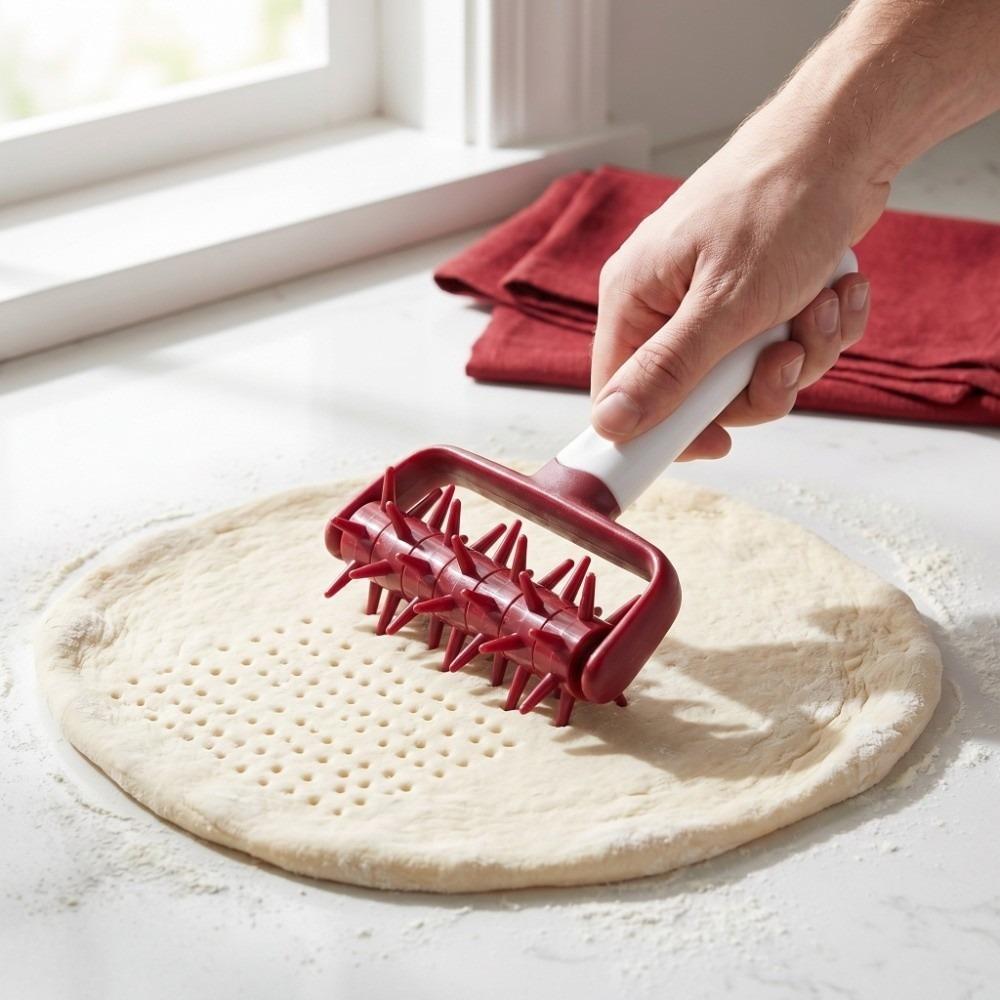 

Handheld Dough Docker Roller PP Pizza Roller Spikes thick Pastry Dough Roller Pizza Bread Crackers красный