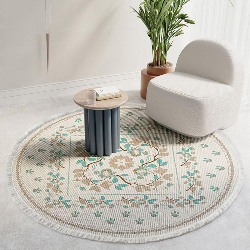 Boho Round Carpet Rugs for Living Room Ethnic Mandala Tassel Carpet Bedroom Floor Mat Cotton Linen Large Muslim Prayer Rugs