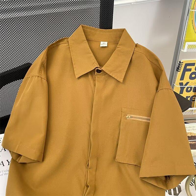 Neues kurzärmliges T-Shirt für Herren im Sommer, Trend im koreanischen Stil, schlichtes Oberteil mit halben Ärmeln, lockeres, lässiges Marken-T-Shirt im Hongkong-Stil