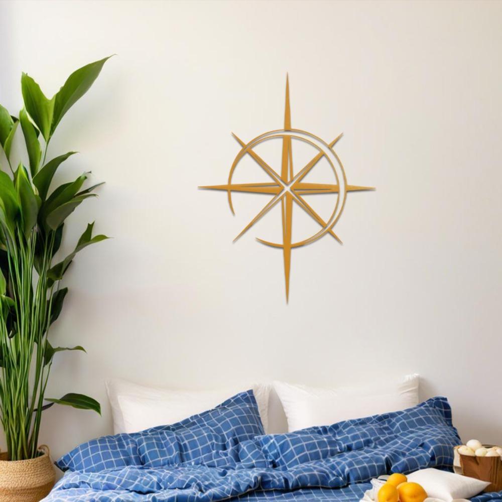 Wrought Iron Sunburst Wall Art 15.75 Inch Mid Century Modern Metal Star Sculpture Indoor Outdoor Hanging Minimalist Geometric Decor
