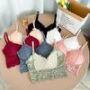 Peach Heart Lace Bandeau Camisole with Open Back and Anti-Exposure Design