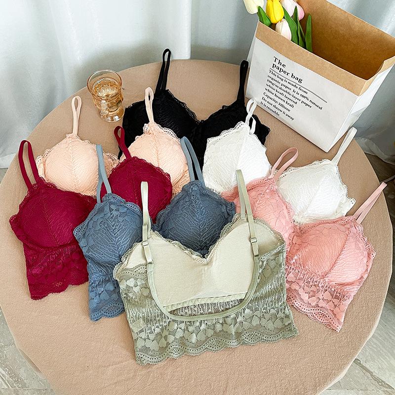 Peach Heart Lace Bandeau Camisole with Open Back and Anti-Exposure Design