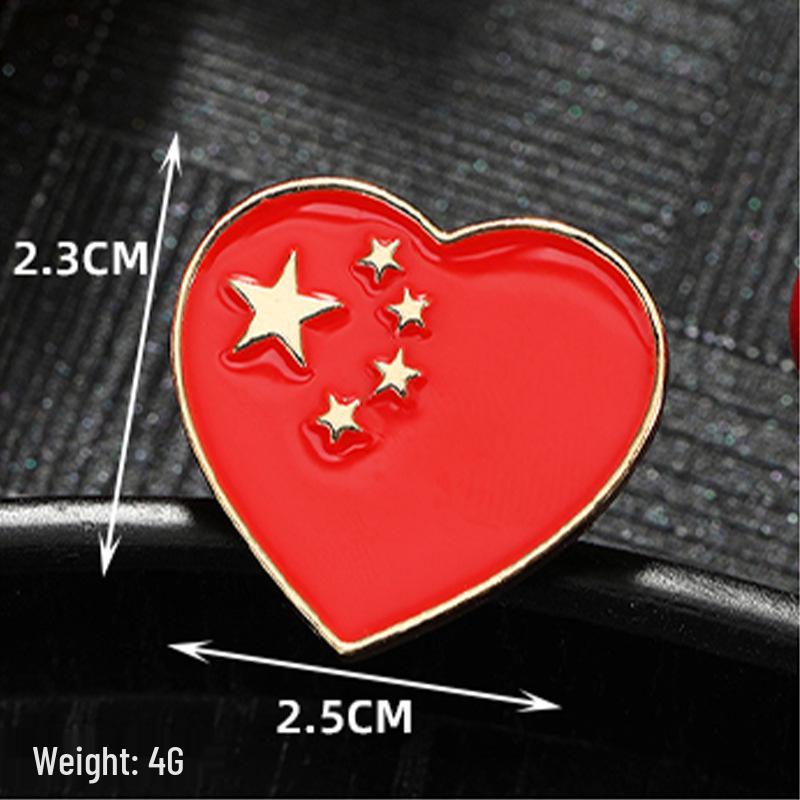 Patriotic China Map Enamel Brooch: Five-Star Red Flag Commemorative for National Day Celebrations