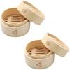 PRTECY 2 Set Natural Bamboo Steamer Bar Holder Bamboo Shampoo Bar Holder with Lid Handmade Eco-Friendly Soap Candy Case Box for Bathroom Shower