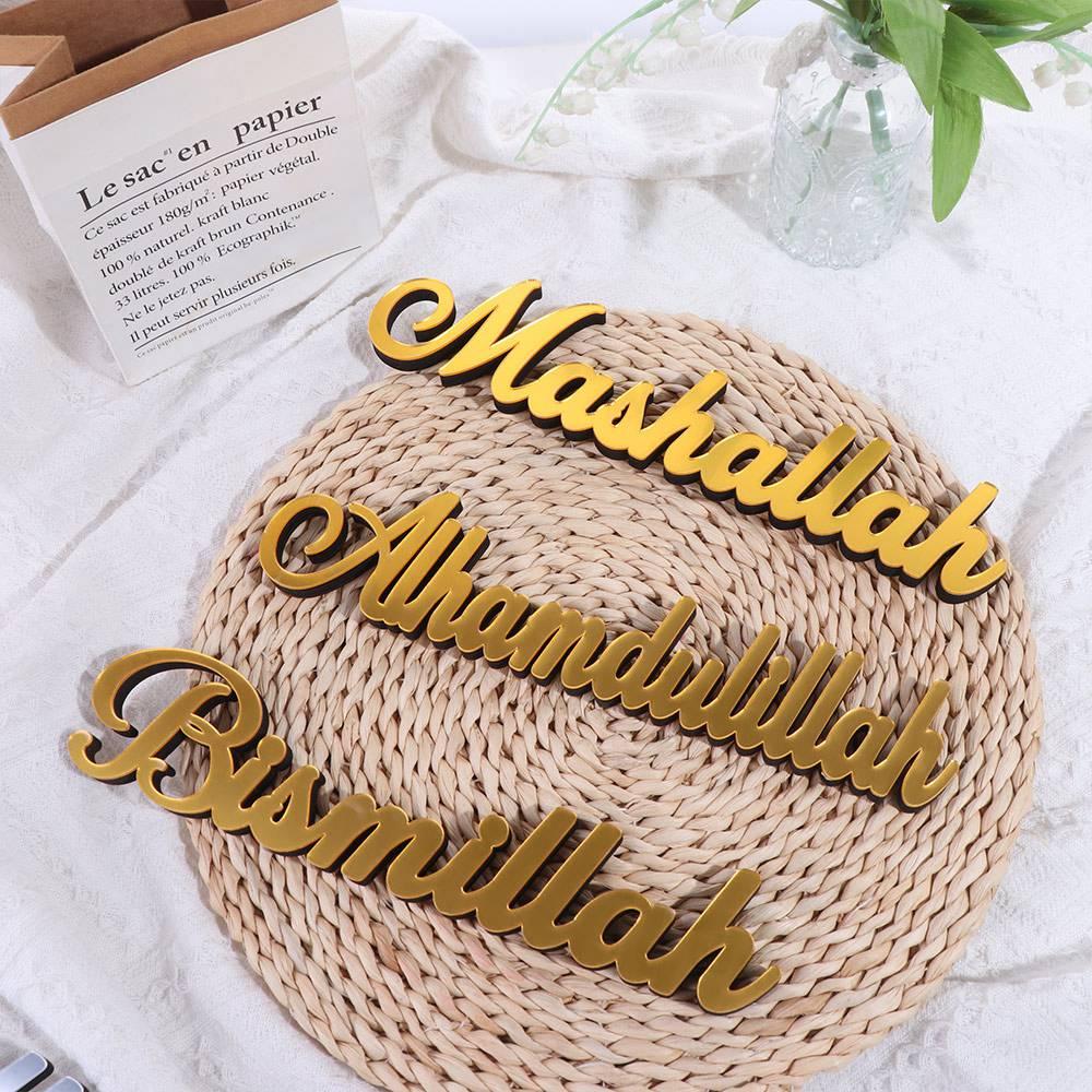 Bismillah Alhamdulillah Ramadan Acryl Buchstaben Schild Heim Tischdekorationen