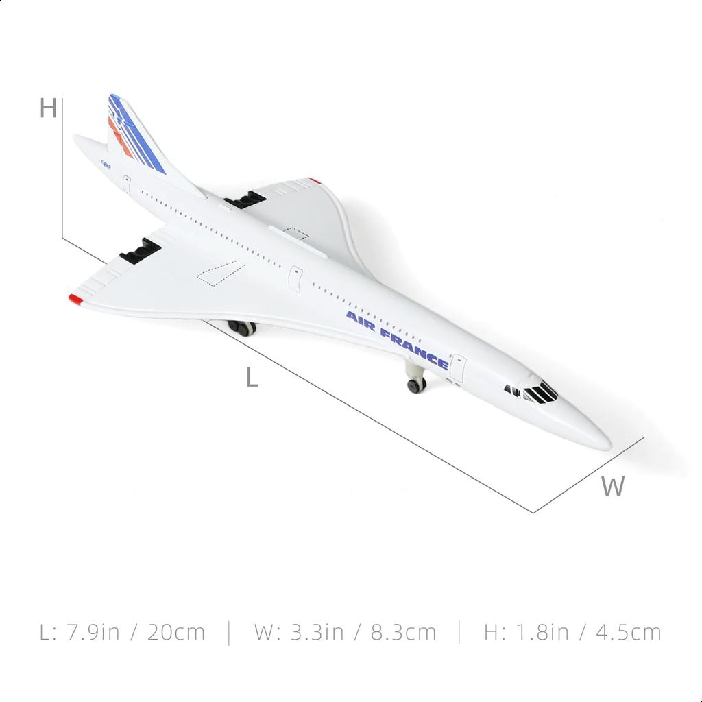 1/300 Scale France Concorde Toy Airplane Model 20cm Metal Diecast Model Plane with Stand for Collections Display or Boys Gift