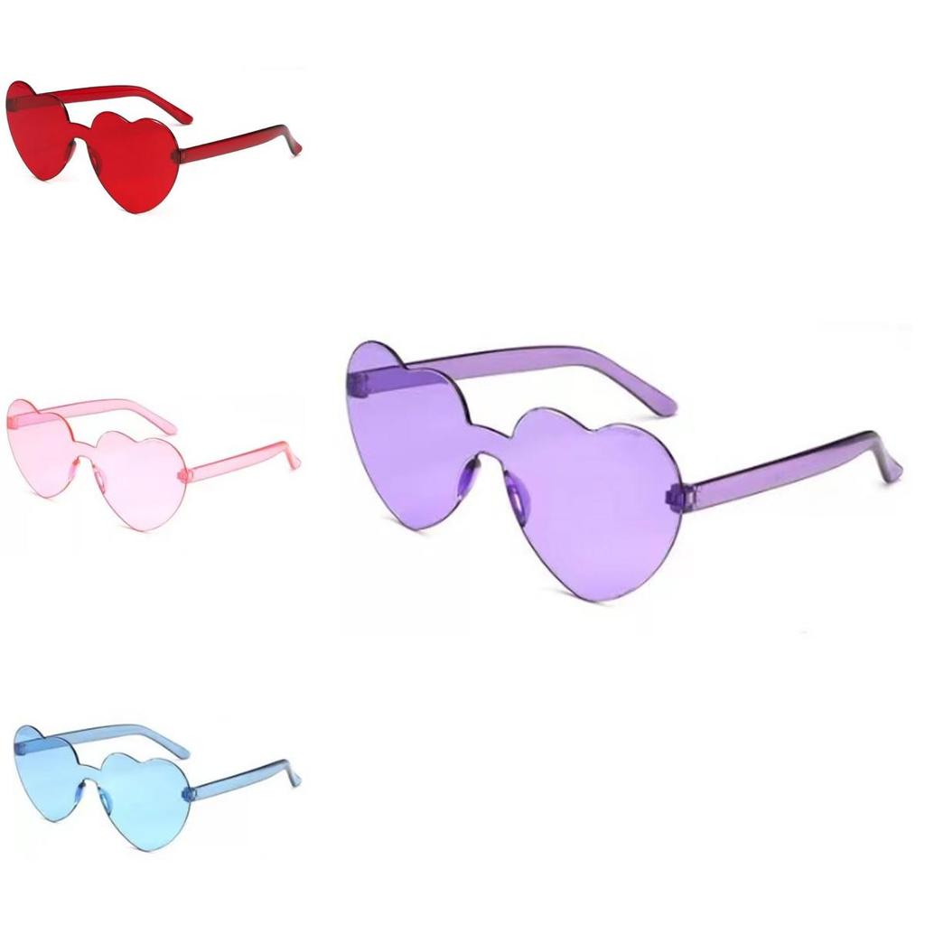 Heart Shaped Rimless Sunglasses Women's Candy Color Glasses