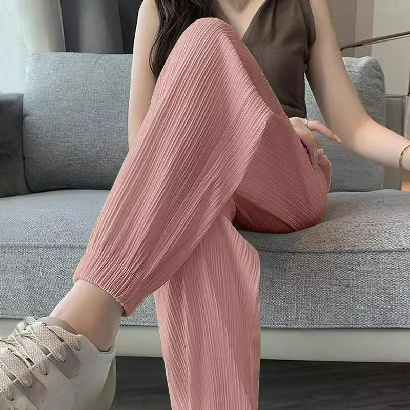 Ice Silk Sweatpants Women's Summer Thin Section Was Thin, Loose Drape, Feet Without Pants, Casual Wide-leg Bloomers