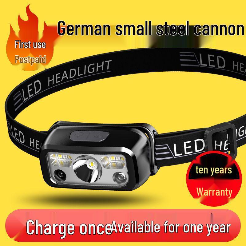 Rechargeable Red & White LED Headlamp – Super Bright, Inductive, Strong Light for Fishing & Outdoor Use