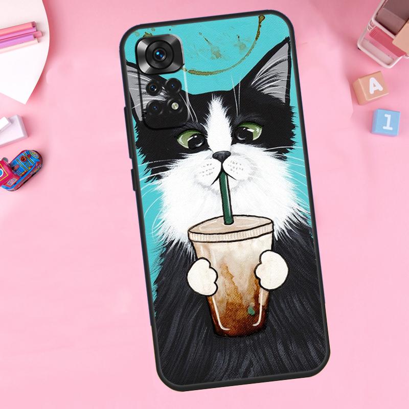 

Cute Coffee Milk Cat For Xiaomi Redmi Note 13 10 12 11 14 15 Pro Plus Phone Case For Redmi 15 13C 12C 14C 10C 15C Redmi Note 9