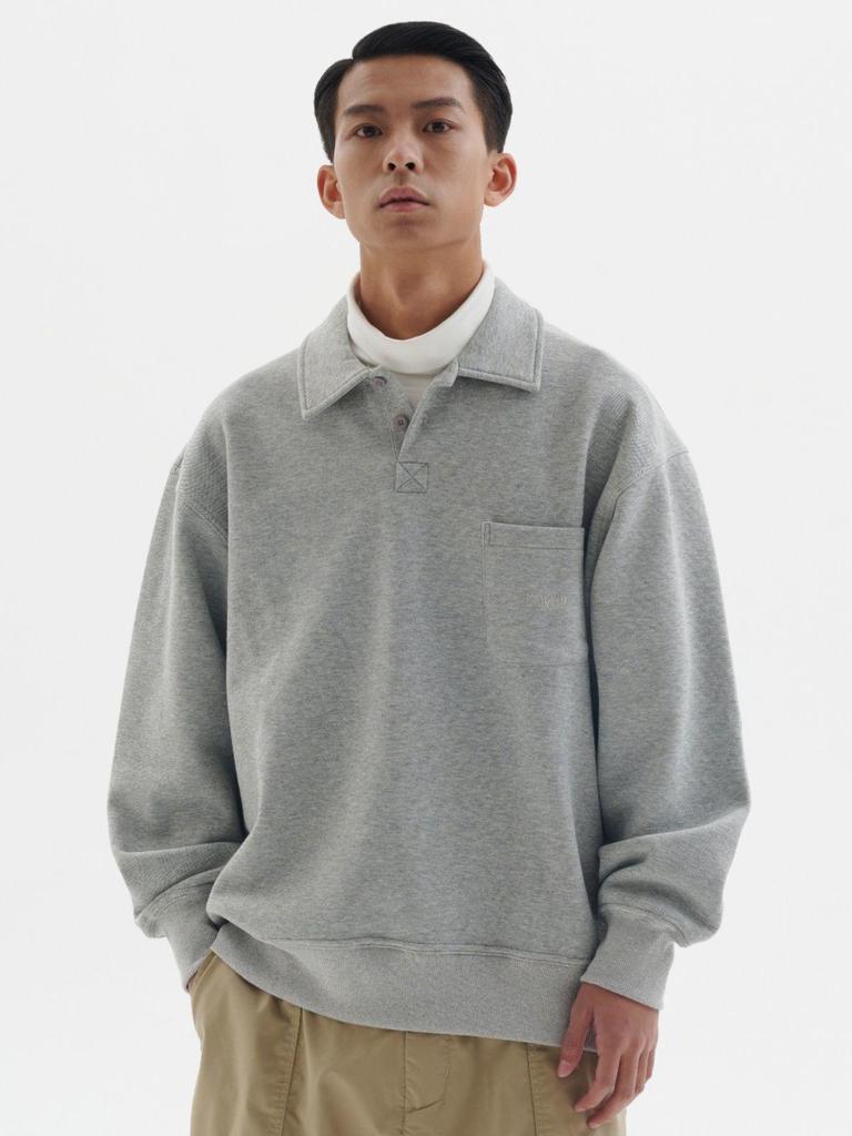 Autumn/Winter Long Sleeve Loose Fit Lapel Hoodie Pullover Casual Polo Shirt.