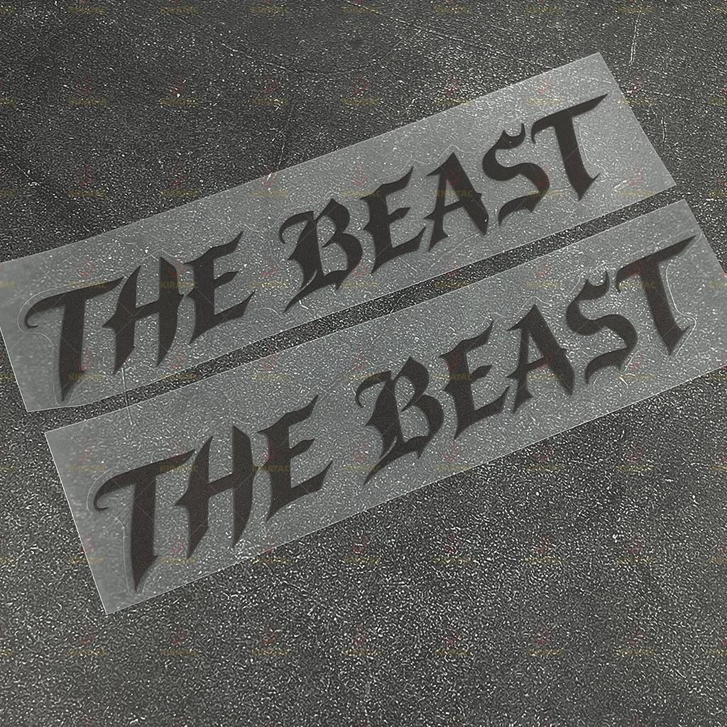 2pcs THE BEAST Motorcycle Stickers Waterproof for Motorcycle Helmet Fairing Fuel Tank Car Window Scooters Universal Vinyl Decals