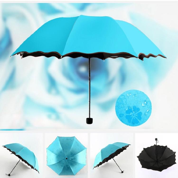 Blühender im Wasser Regenschirm 3-fach faltbare Sonnenschirme Tragbare Sonnenschirme für Reisen und Outdoor-Aktivitäten Damengeschenk