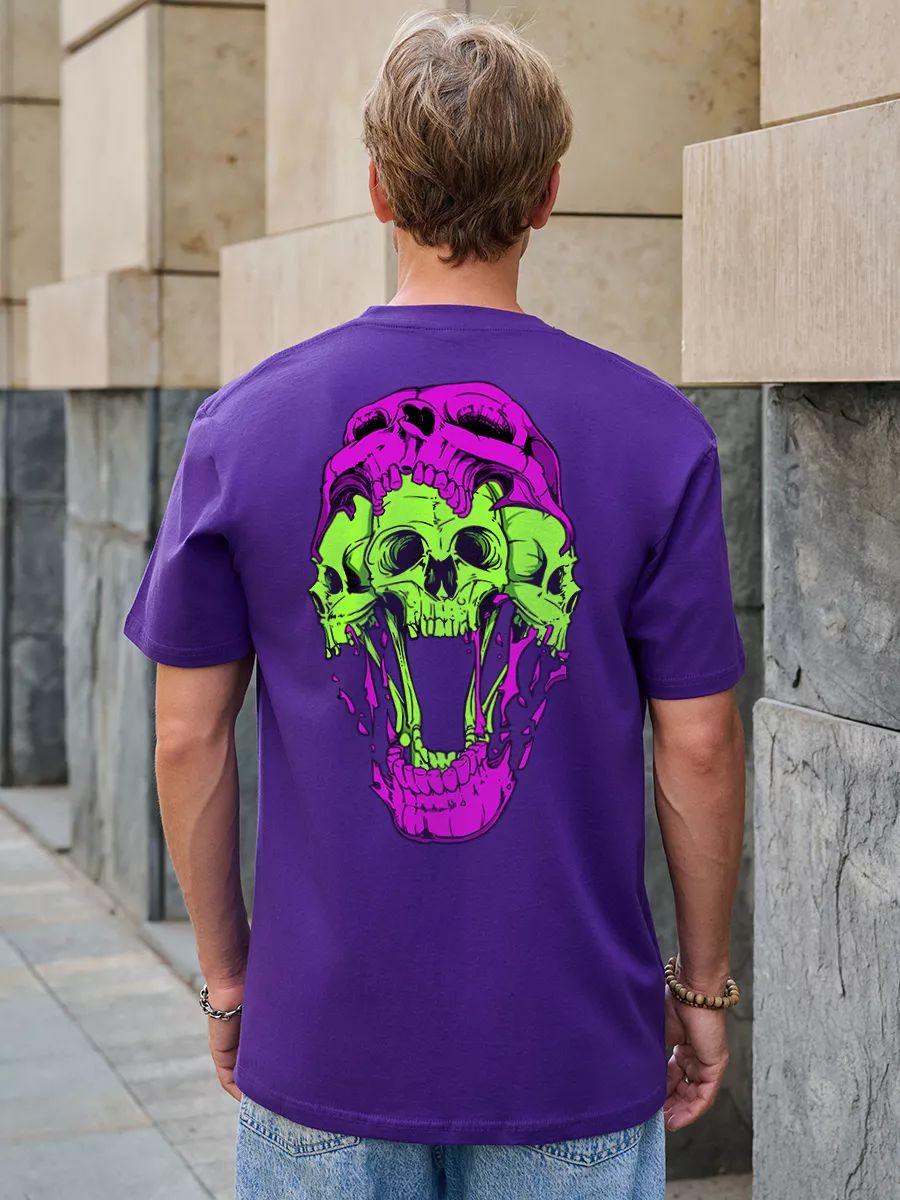 Purple cotton oversized printed T‑shirt 2XL