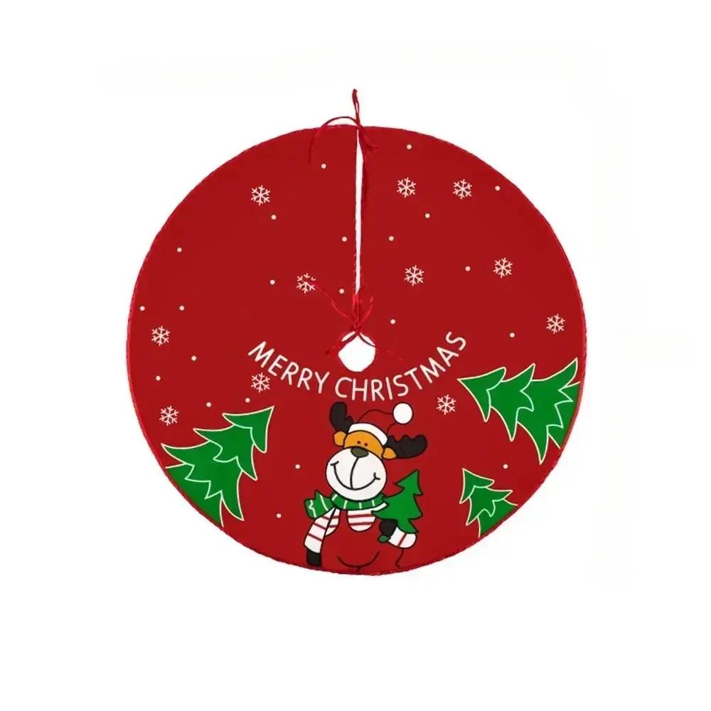 60/70/90cm Christmas Tree Skirt Red Christmas Tree Foot Cover Santa Claus Snowflake Christmas Tree Carpet Base Mat Decorations
