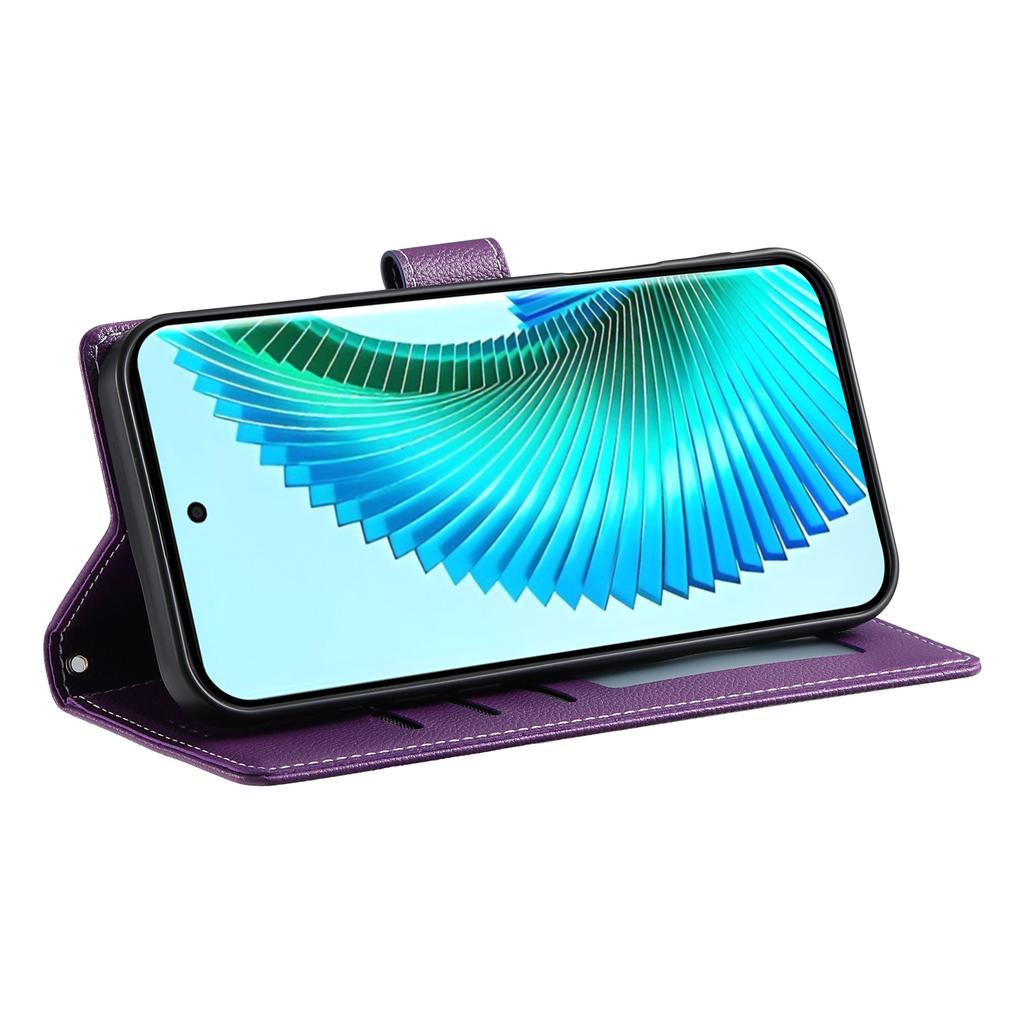 Für Honor X8c 4G Ständerhülle Leder-Wallet-Handyhülle mit Litschi-Textur Magnetverschluss