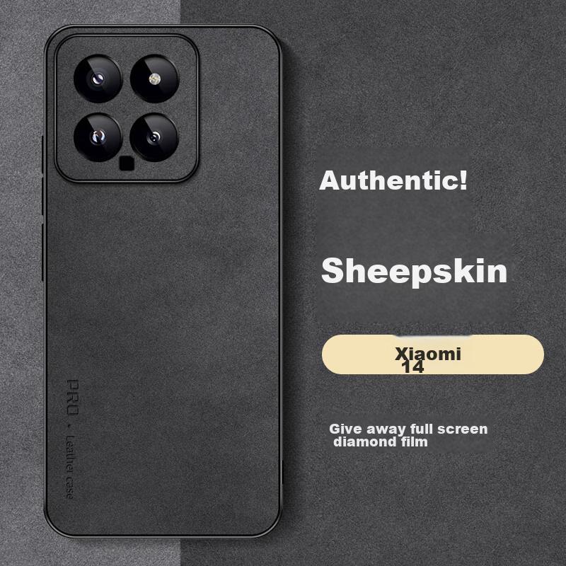 Xiaomi 14 Phone Case, Mi 14 Protective Cover, Shockproof, Full Lens Protection, Soft, Simple Luxury Silicone Outer Case, WoAnd Leather Case, Black
