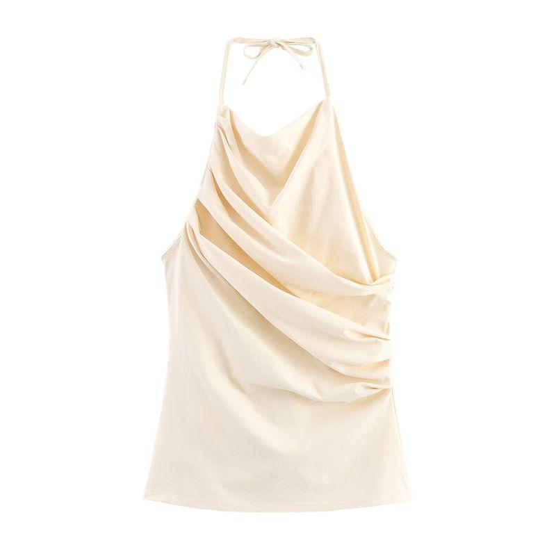 Jnleaog Autumn New Women Clothes Western Style French Style Design Pleated Design Stretch Top 5039351